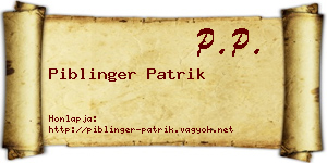 Piblinger Patrik névjegykártya